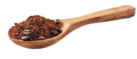 ai generado suelo café y frijoles en de madera cuchara png