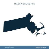 Massachusetts - States of US Map Icon Vector Template Illustration Design. Vector EPS 10.