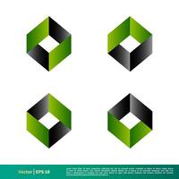 Set Abstract Icon 3D Diamond Shape Logo Template Illustration Design. Vector EPS 10.