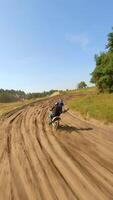 FPV Of Riders On Motocross Track. Aerial high-speed. video