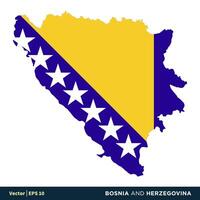 Bosnia and Herzegovina - Europe Countries Map and Flag Vector Icon Template Illustration Design. Vector EPS 10.