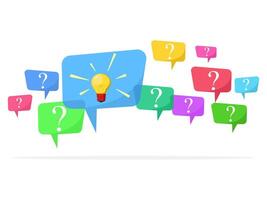 Speech bubbles with multicolored question marks vector