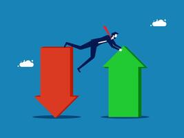 Investors try to decide between the up and down arrows vector