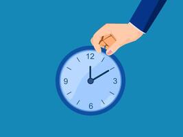 holding clock. timer countdown, time management vector