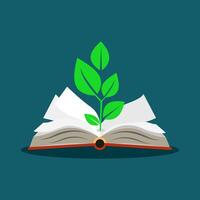 tree grows from the pages of a book. growing vector