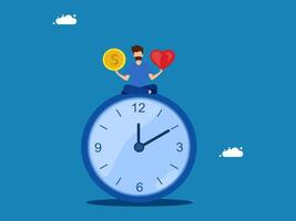 man balancing finances and life meditating on the clock vector