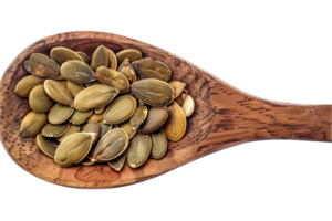 AI generated Pumpkin Seeds on Wooden Spoon png