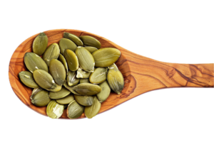 AI generated Pumpkin Seeds on Wooden Spoon png