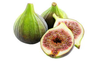 AI generated Fresh Green Figs Halved and Whole png