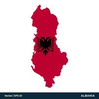 Albania - Europa países mapa y bandera vector icono modelo ilustración diseño. vector eps 10