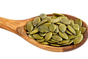 AI generated Pumpkin Seeds on Wooden Spoon png