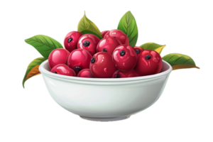 AI generated Fresh Cherries in Ceramic Bowl png