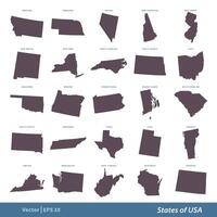 States of US Map set Vector Template Illustration Design. Vector EPS 10.