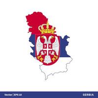 Serbia - Europe Countries Map and Flag Vector Icon Template Illustration Design. Vector EPS 10.