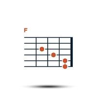 F, Basic Guitar Chord Chart Icon Vector Template