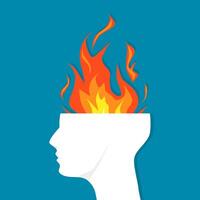 man head was opened with a burning fire. The concept of powerful vector