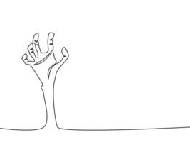 zombie hand extended from the ground. For halloween vector