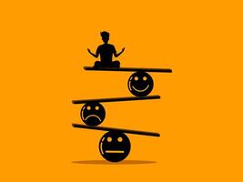 equilibrar Entre estrés y felicidad a trabajo vector