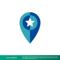 Pin, Pointer Map Star Icon Vector Logo Template Illustration Design. Vector EPS 10.