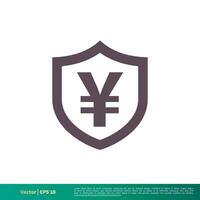 yen dinero proteger icono vector logo modelo ilustración diseño. vector eps 10