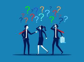 Confusion and doubt. Businessman employee thinking question with question mark vector