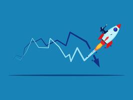 flies in rocket crashing into crisis graph vector