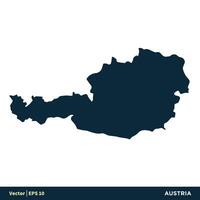 Austria - Europa países mapa vector icono modelo ilustración diseño. vector eps 10