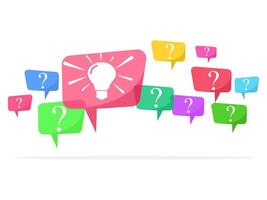 Speech bubbles with multicolored question vector