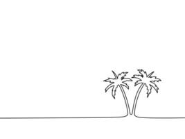 Draw a continuous line of coconut trees. Relaxation concept vector