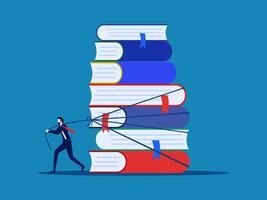 dragging stacks of books vector