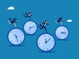 Businessman racing on a time clock vector