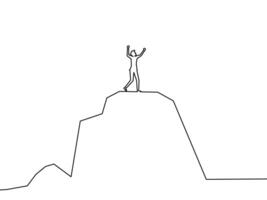 happily on the top of a mountain. success concept vector