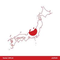 Japan - Asia Countries Map and Flag Icon Vector Logo Template Illustration Design. Vector EPS 10.