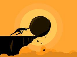 try to push rocks off cliffs. business concept vector