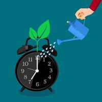 Businessman planting a tree on a watch vector