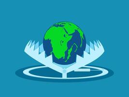 world is trapped. Globe in a bear trap. vector