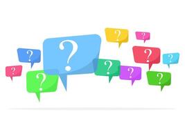 Speech bubbles with multicolored question vector