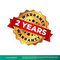 2 Years Warranty Gold Seal Stamp Vector Template Illustration Design. Vector EPS 10.