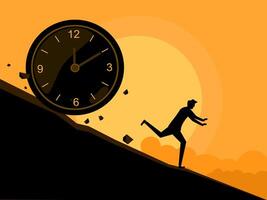 Run away from the clock or deadline. business concept vector