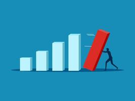 Businessman pushes bar graph to grow vector