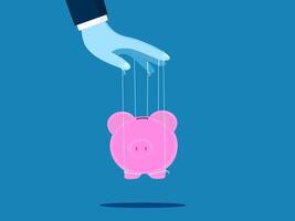 businessman has control over a piggy bank. savings concept vector