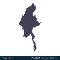 myanmar antes birmania - Asia países mapa icono vector logo modelo ilustración diseño. vector eps 10