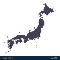 Japón - Asia países mapa icono vector logo modelo ilustración diseño. vector eps 10