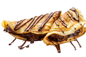 AI generated Chocolate Drizzled Crepes with Chips png