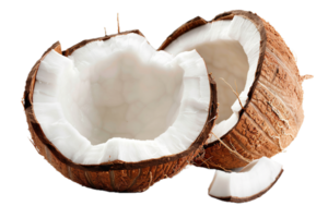 AI generated Cracked Open Coconut with Visible Flesh png