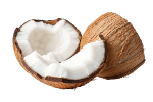 AI generated Cracked Open Coconut with Visible Flesh png