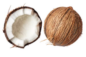 AI generated Cracked Open Coconut with Visible Flesh png