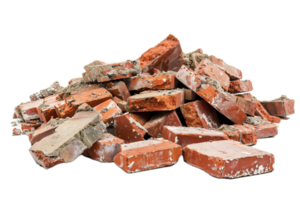 AI generated Pile of Broken Red Bricks png