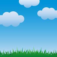 Sky, Cloud and Grass Background Vector Template Illustration Design. Vector EPS 10.