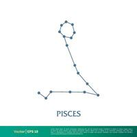 Piscis - constelación estrella icono vector logo modelo ilustración diseño. vector eps 10